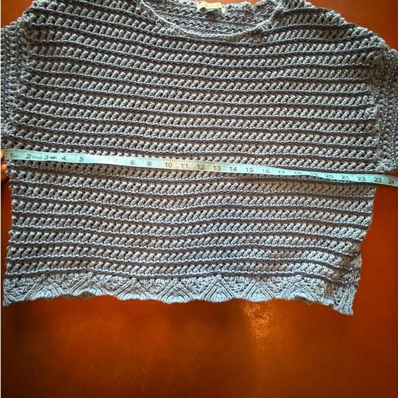 American Eagle Ballet Sweater XL Blue Knit Scallop Hem Real Soft - Picture 5 of 10